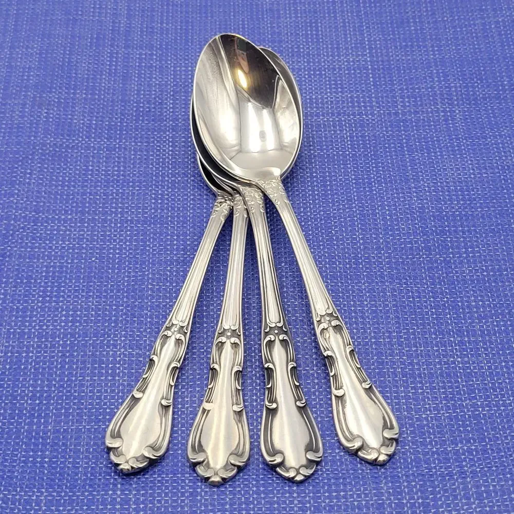 Set of 4 Towle Silver Merrimack Stainless Steel USA Teaspoon
